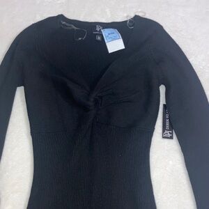 Derek Heart black knit dress, size large, gathers at bust nwt